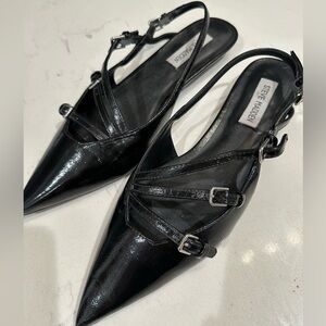 Steve Madden Glossy Black Strappy Heels